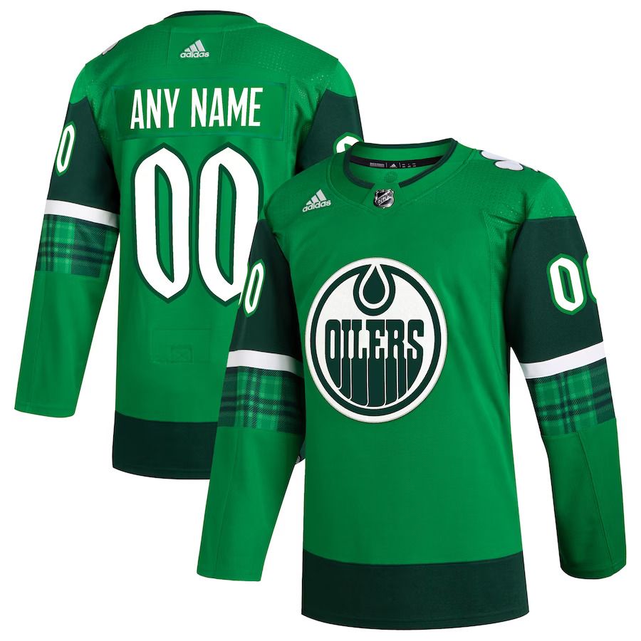 Men Edmonton Oilers adidas Kelly Green St. Patricks Day Authentic Custom NHL Jersey